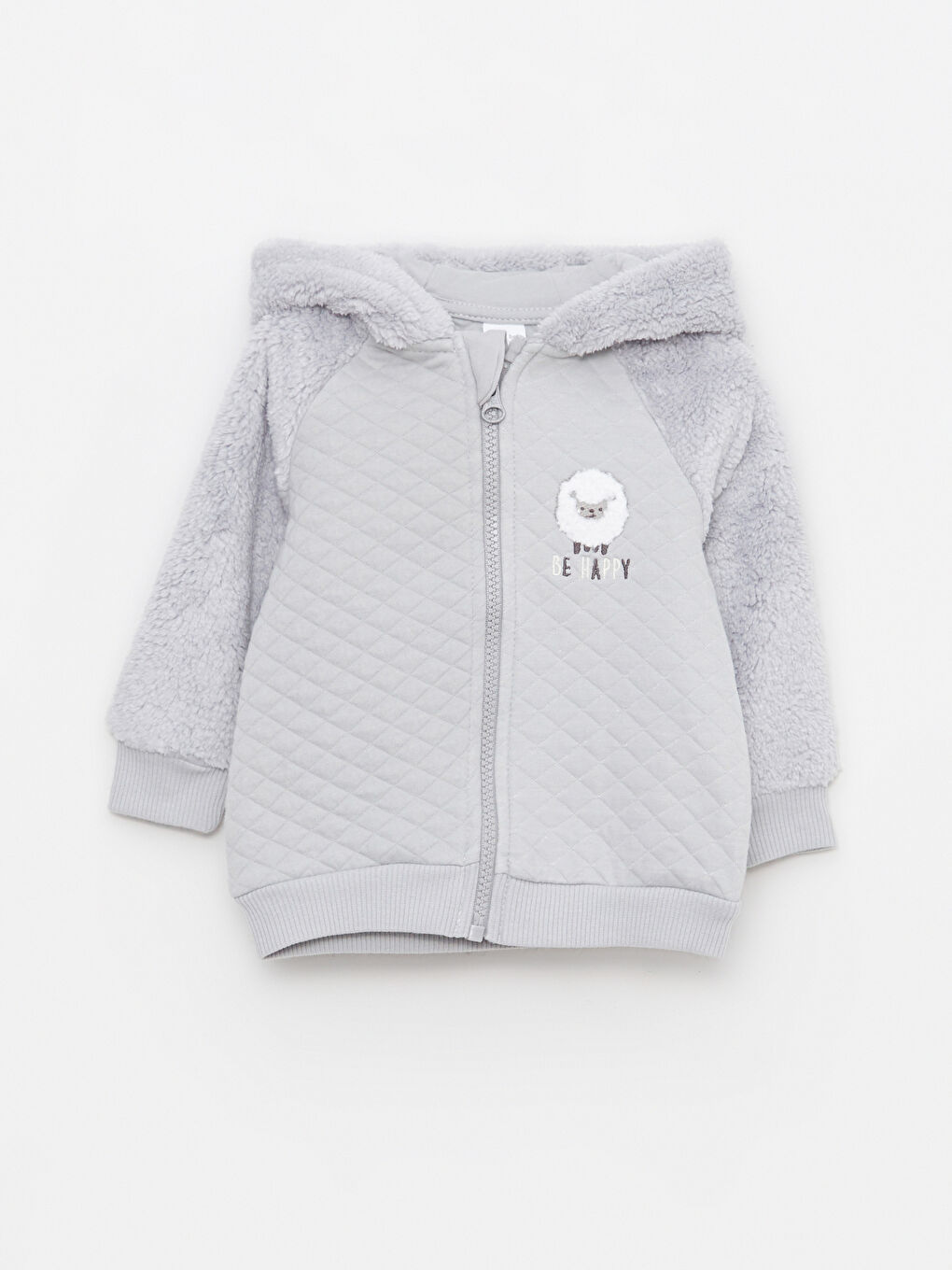 Gri Kapüşonlu Uzun Kollu Erkek Bebek Eşofman Takımı 2'li-1