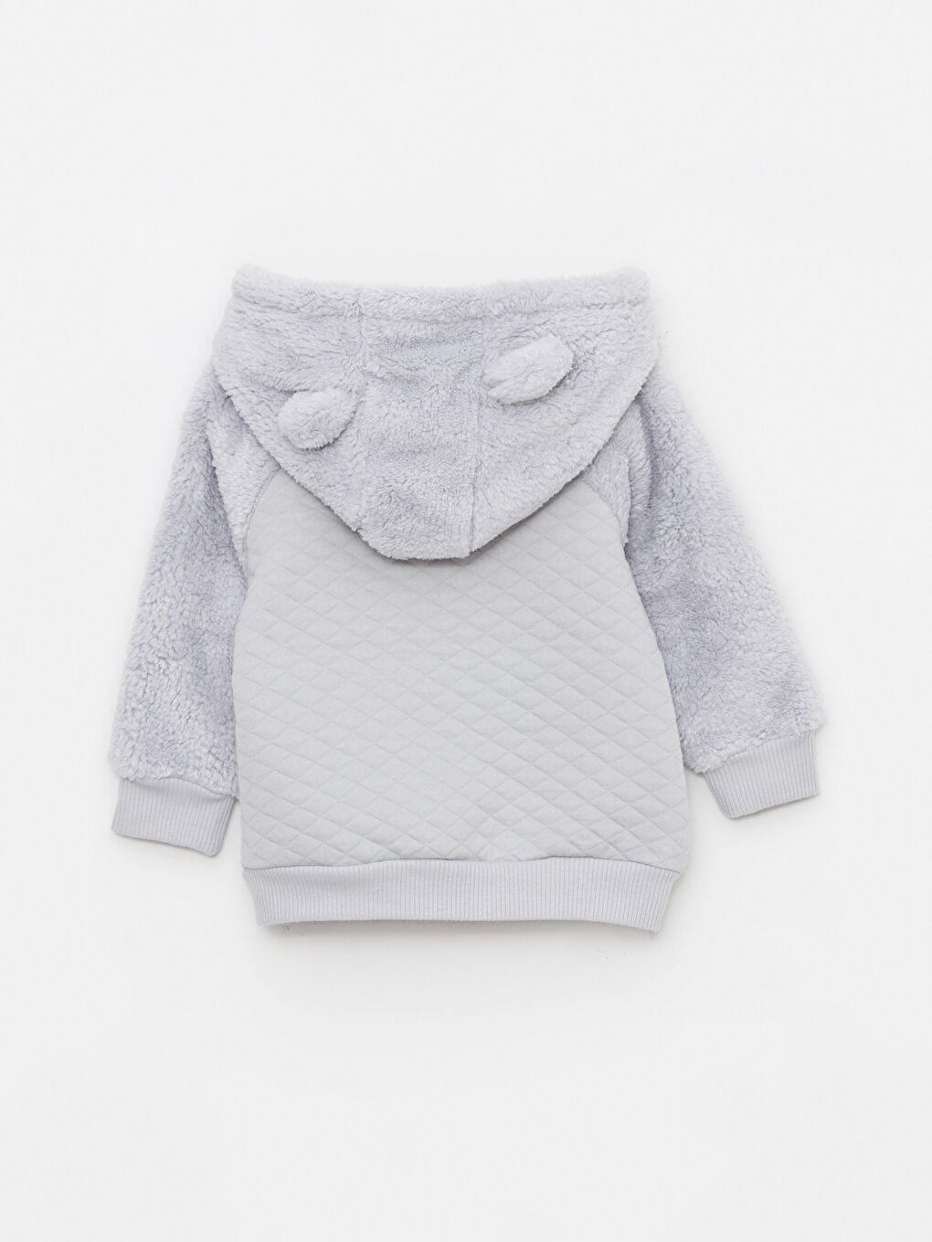 Gri Kapüşonlu Uzun Kollu Erkek Bebek Eşofman Takımı 2'li-2