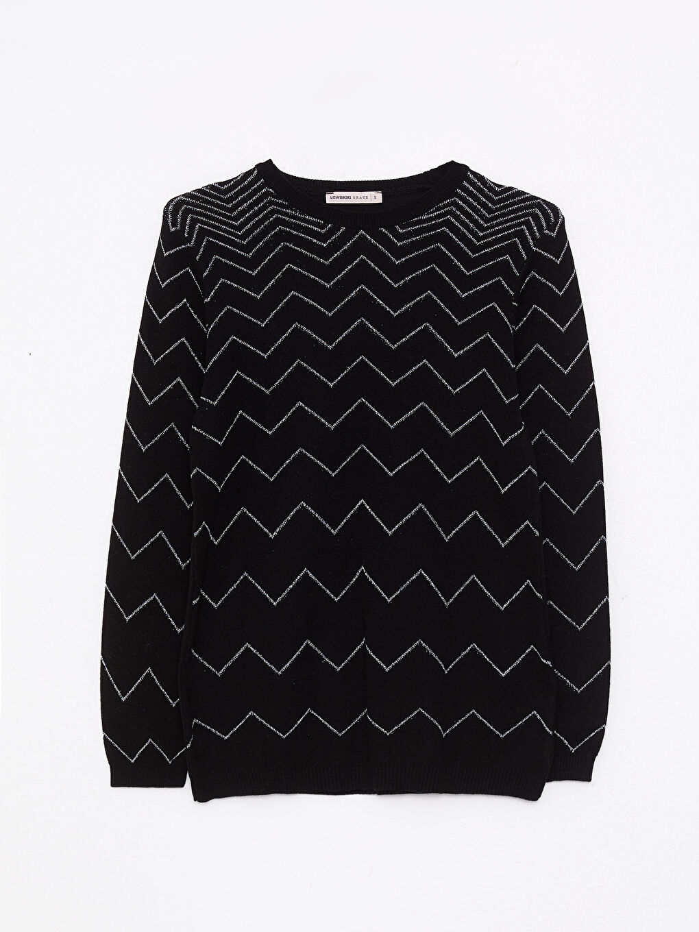 Crew Neck Patterned Long Sleeve Women's Knitwear Sweater -W25543Z8-CVL
