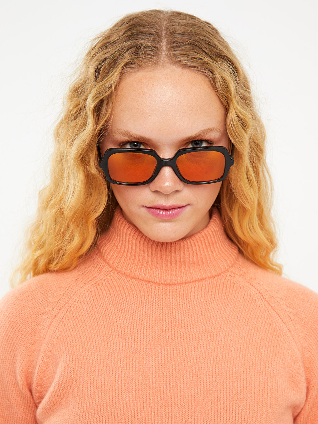 Mercan Yarım Balıkçı Yaka Kadın Triko Kazak-2