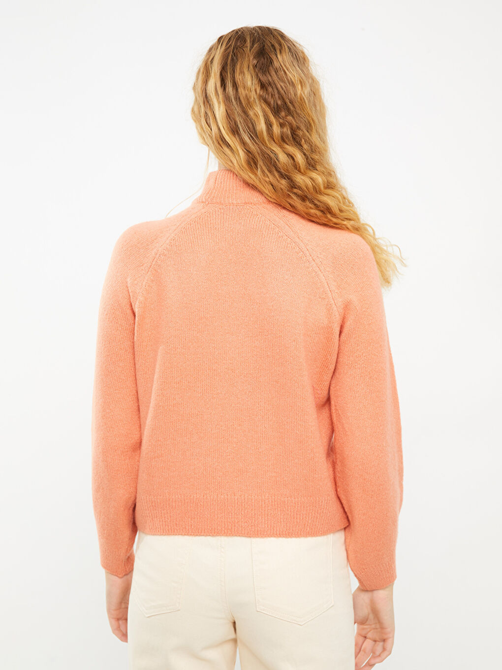 Mercan Yarım Balıkçı Yaka Kadın Triko Kazak-4