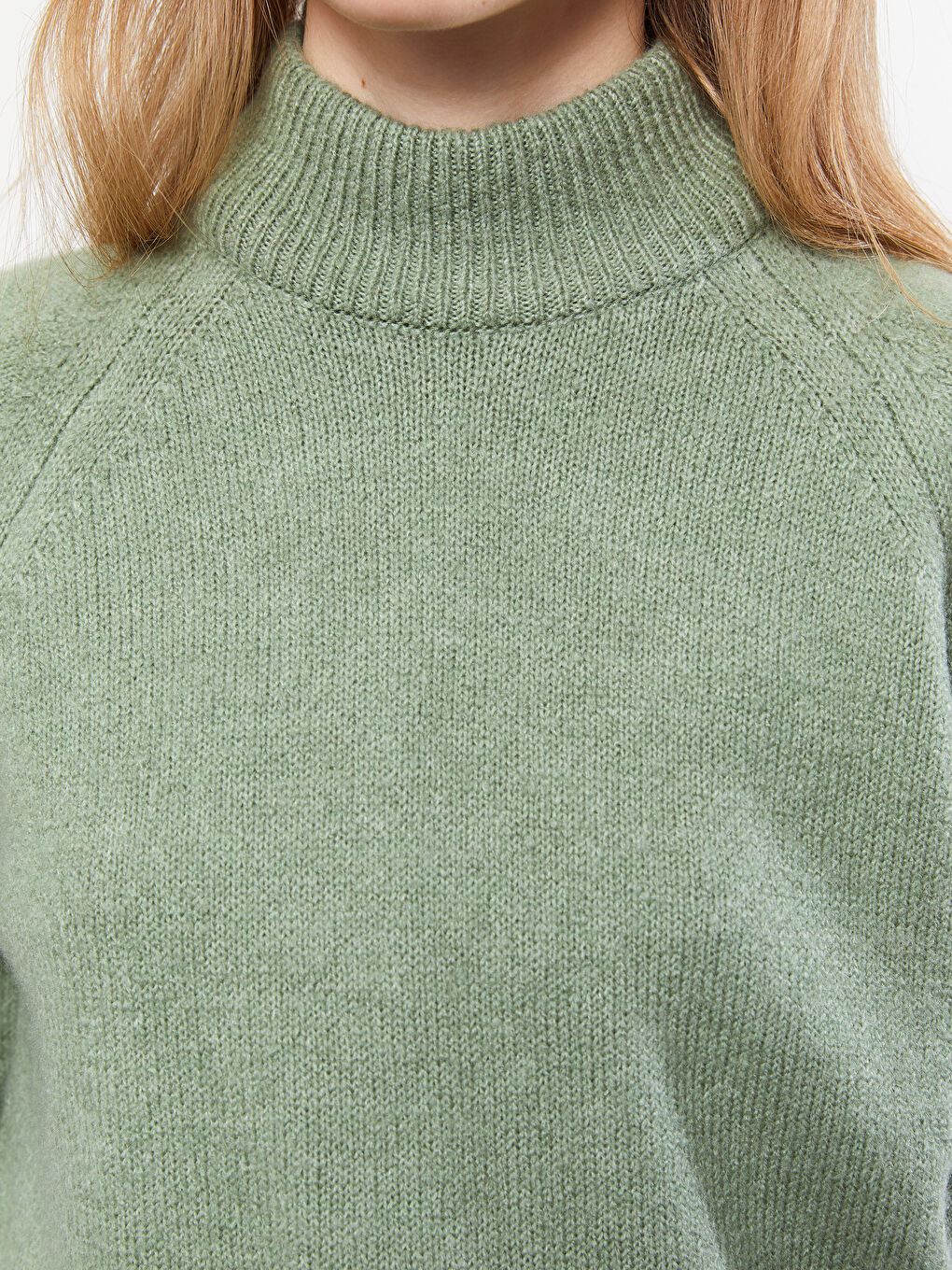 Yeşil Yarım Balıkçı Yaka Kadın Triko Kazak-3