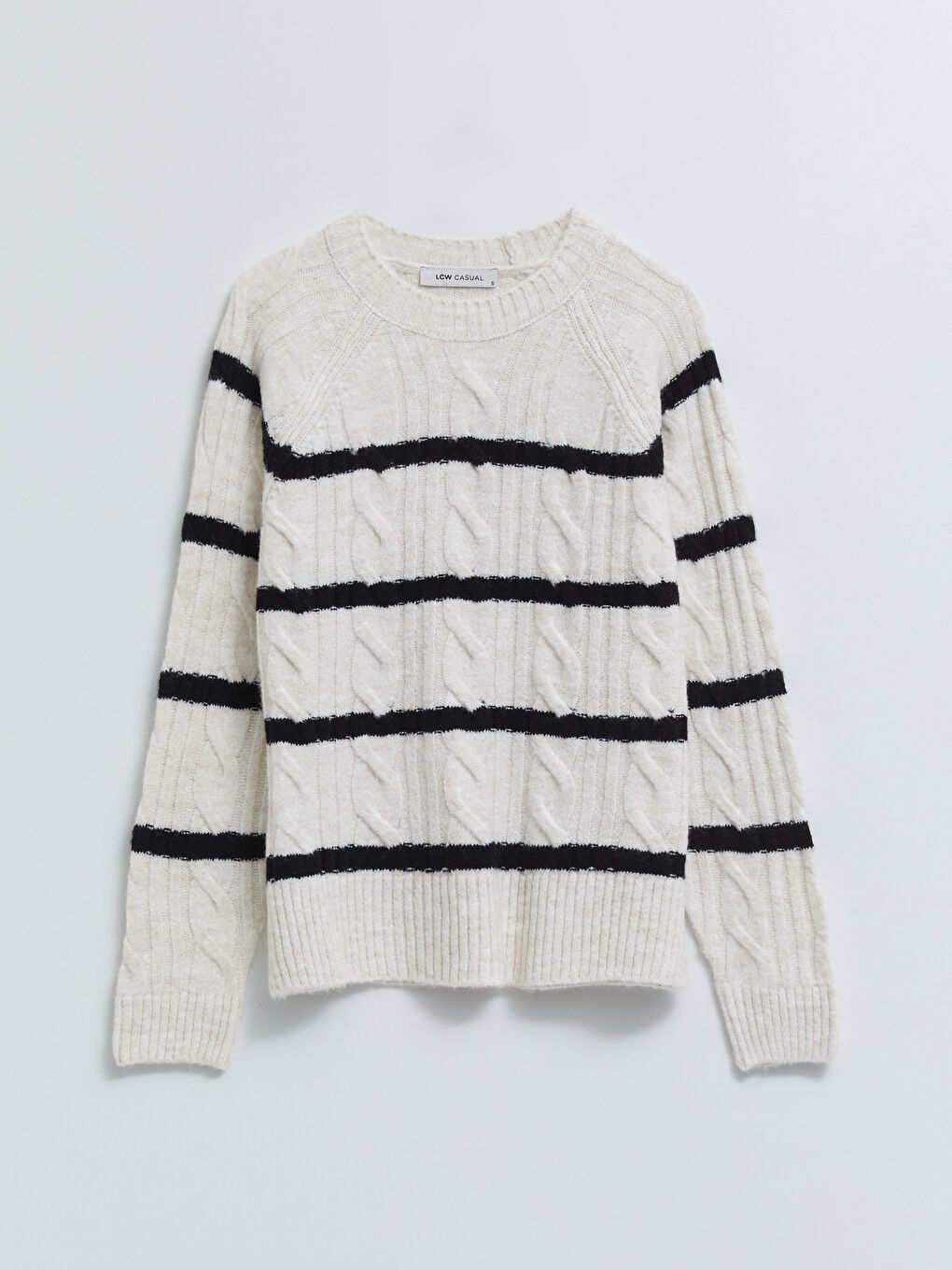 سترة تريكو كم طويل مخطط كول مدور نساء-5