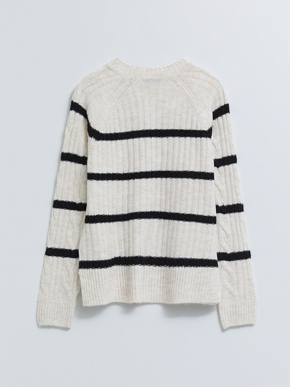 سترة تريكو كم طويل مخطط كول مدور نساء-6