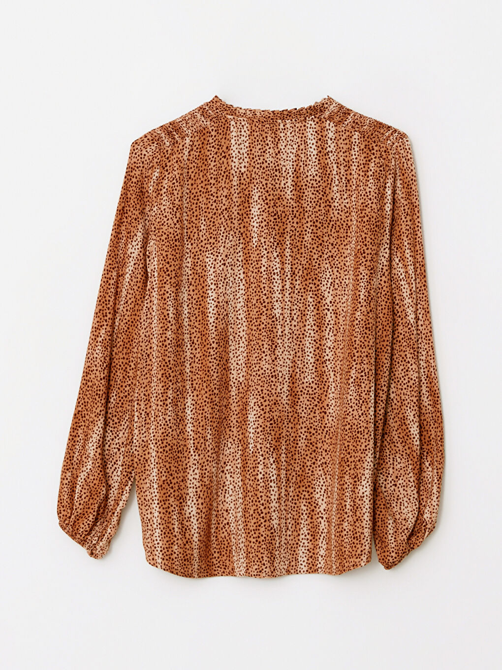 Tie Neck Patterned Long Sleeve Viscose Women's Blouse-6