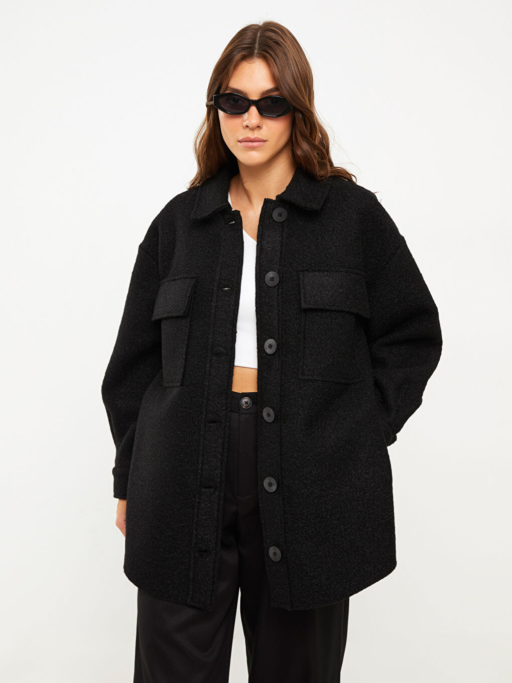 Collared Neck Oversize Women's Jacket-2