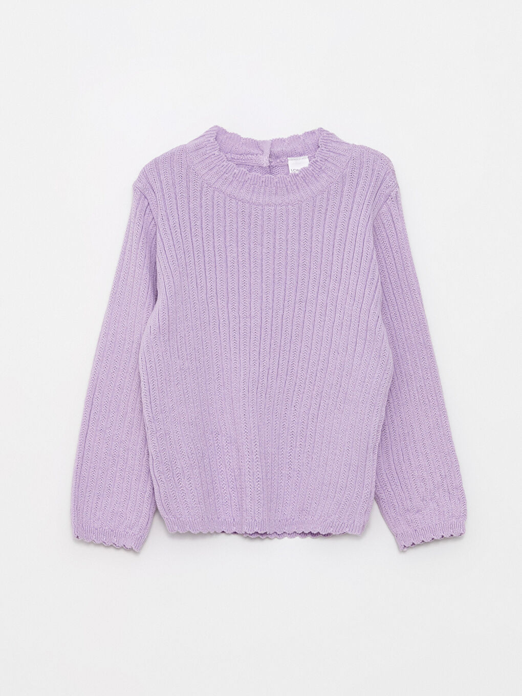 Lila Bisiklet Yaka Uzun Kollu Kız Bebek Triko Kazak