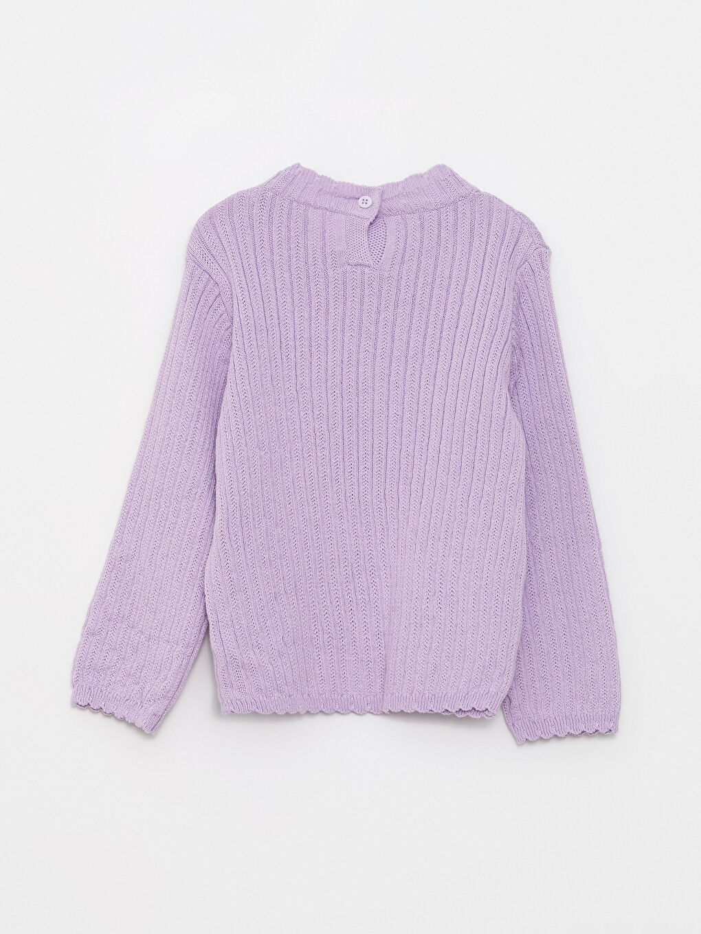 Lila Bisiklet Yaka Uzun Kollu Kız Bebek Triko Kazak-1