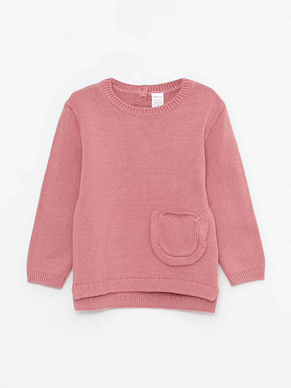 Pembe Bisiklet Yaka Uzun Kol Basic Kız Bebek Triko Kazak