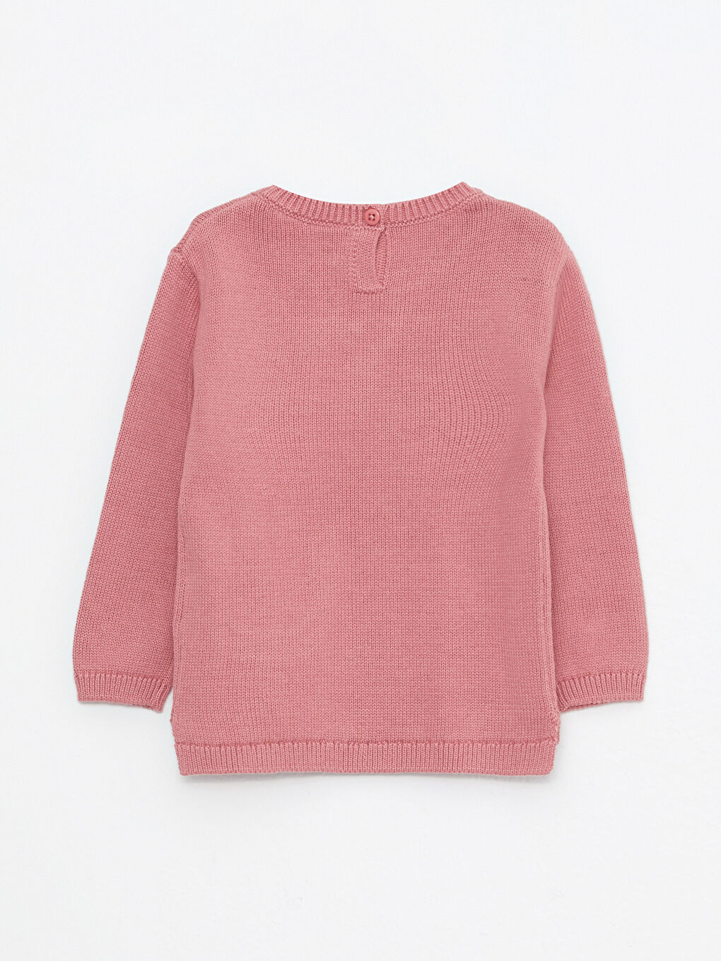 Pembe Bisiklet Yaka Uzun Kol Basic Kız Bebek Triko Kazak-1