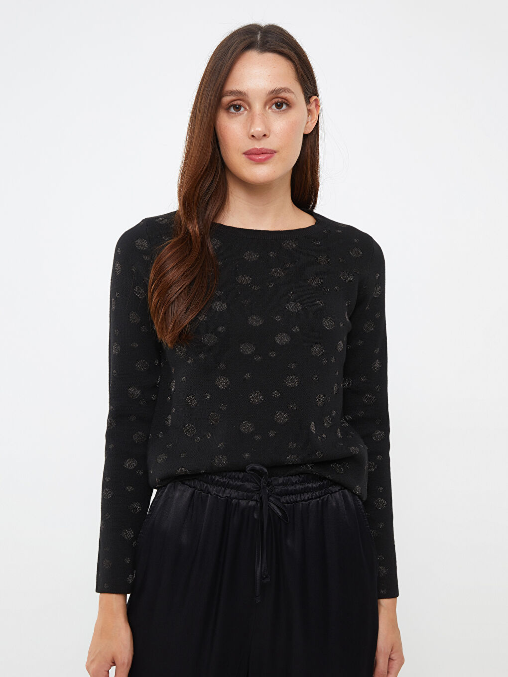 Pull-over à Col Rond Imprimé Manches Longues pour Femmes-1