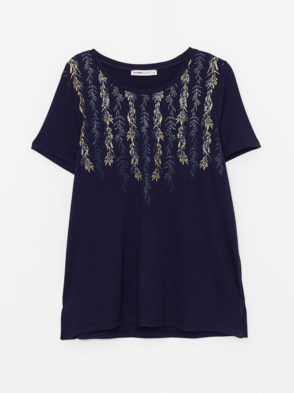 Crew Neck Patterned Short Sleeve Women's T-Shirt-5