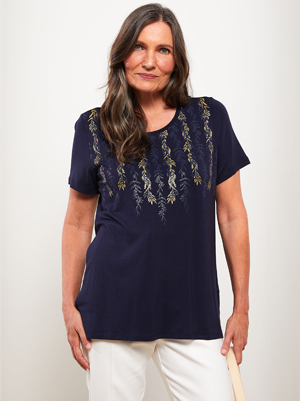 Crew Neck Patterned Short Sleeve Women's T-Shirt-2