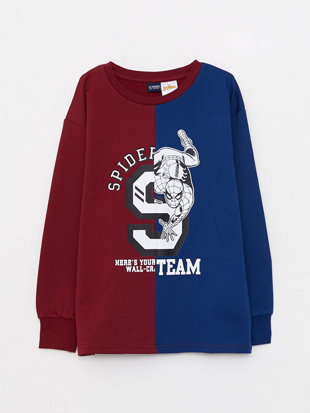 LCW Kids Bordo Bisiklet Yaka Spiderman Baskılı Uzun Kollu Erkek Çocuk Sweatshirt - 3