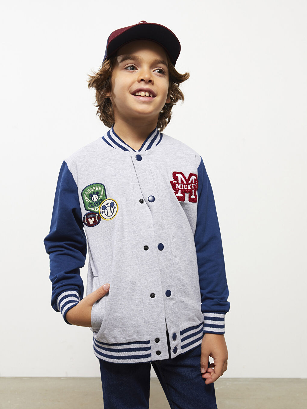 LCW Kids Mickey Mouse Bestickte Langarm Jungen College Jacke -W25660Z4-LAL