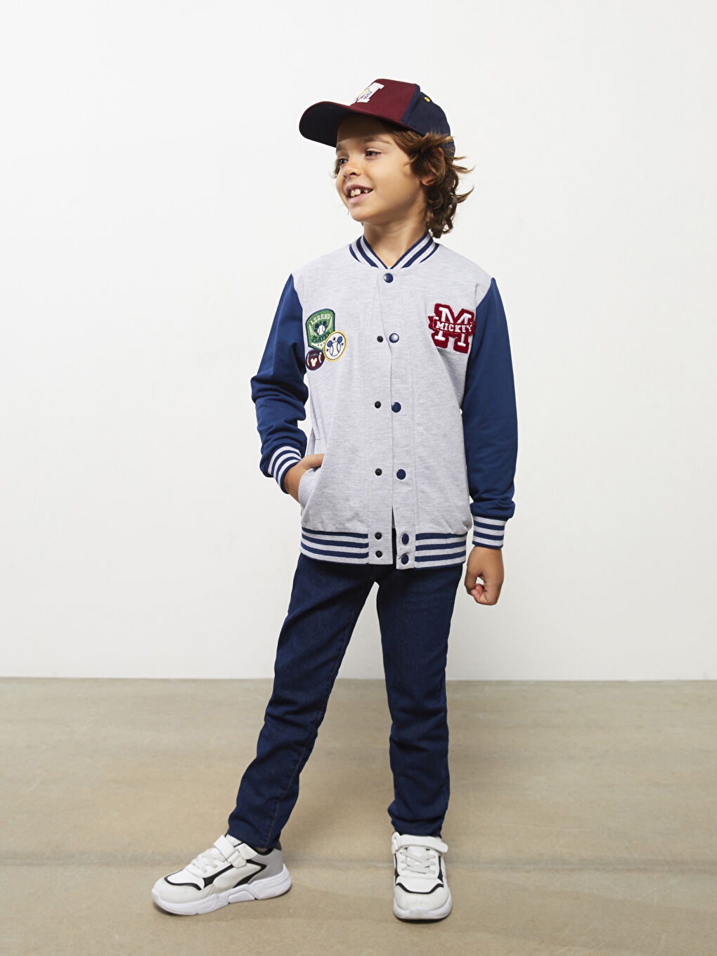 LCW Kids Mickey Mouse Bestickte Langarm Jungen College Jacke -W25660Z4-LAL