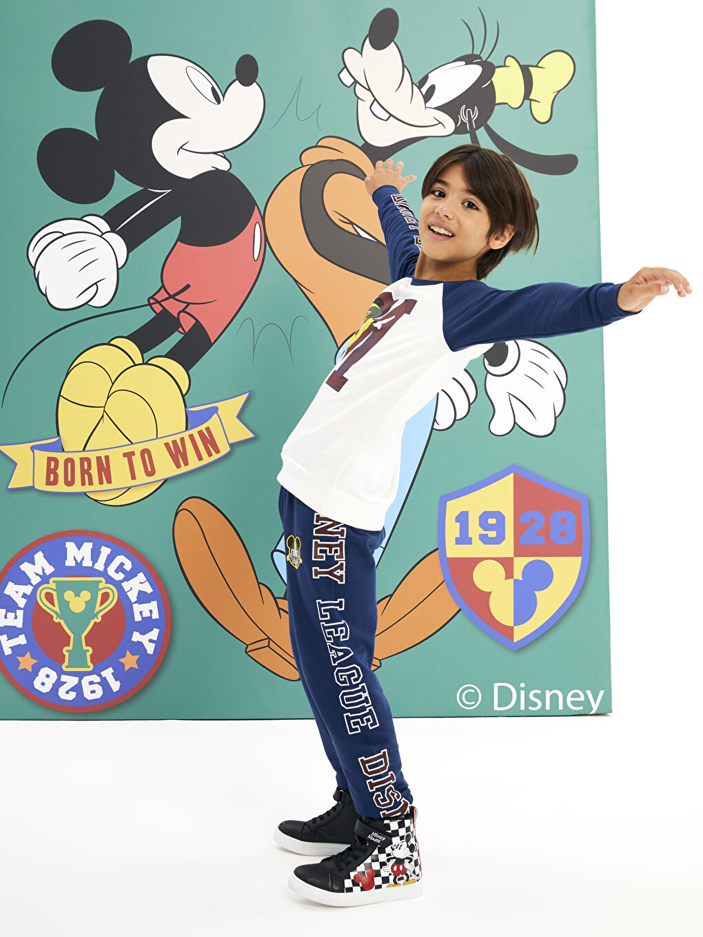 Lacivert Beli Lastikli Mickey Mouse Baskılı Erkek Çocuk Jogger Eşofman Altı-2