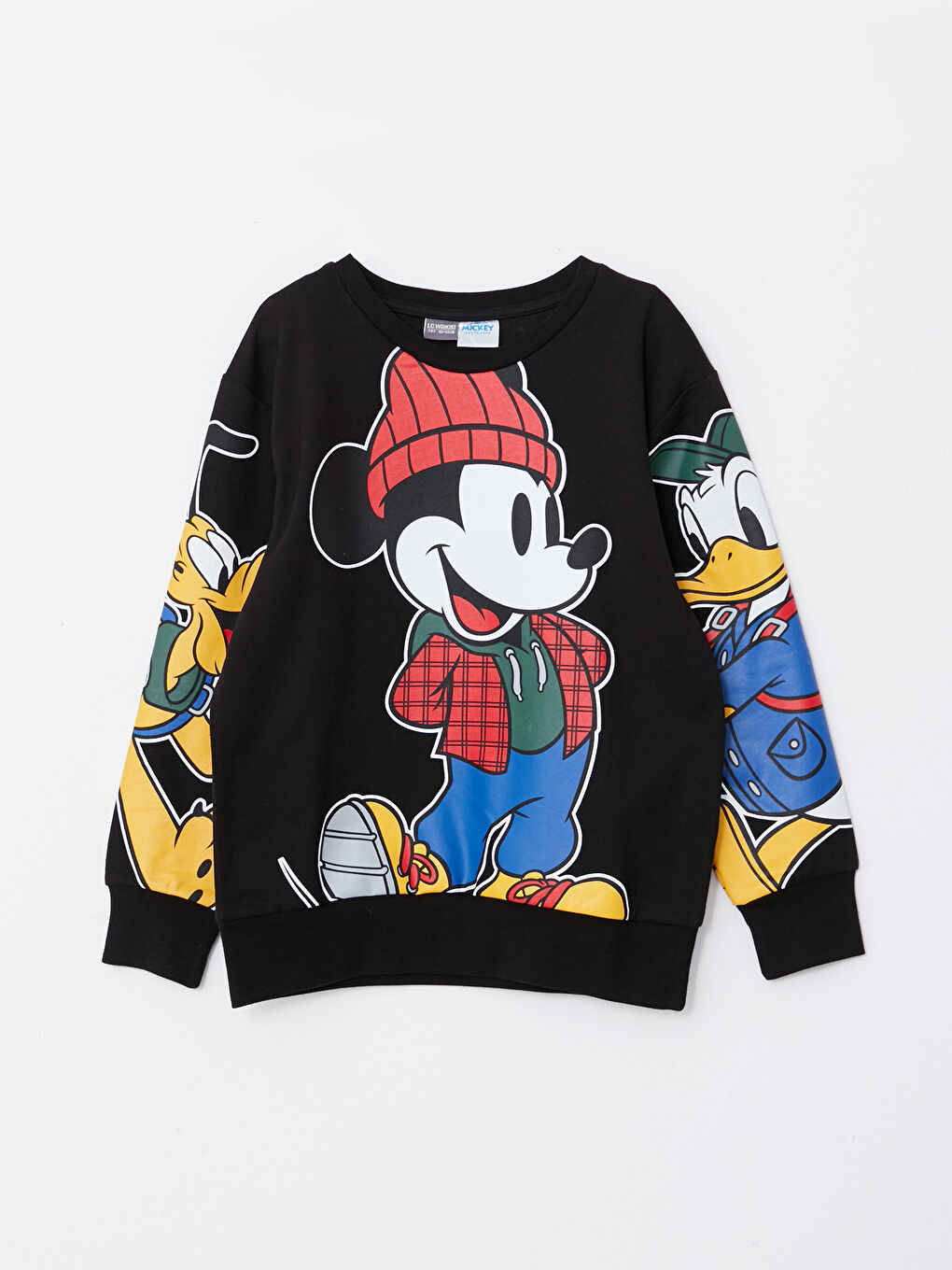 Crew Neck Mickey Mouse Printed Long Sleeve Boys' Sweatshirt-4