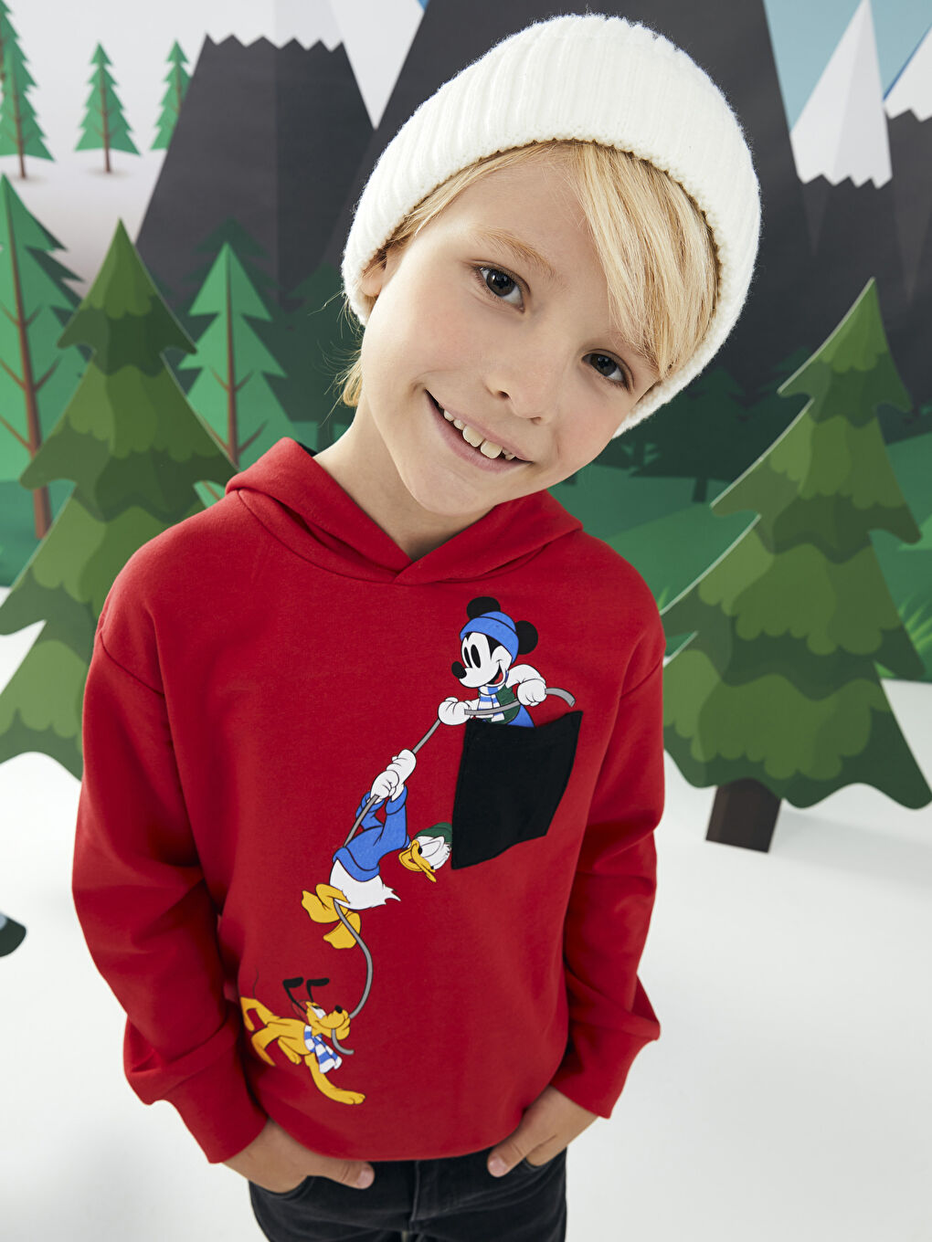 LCW Kids Hooded Mickey Mouse Printed Long Sleeve Boys' Sweatshirt -W25675Z4-HMW