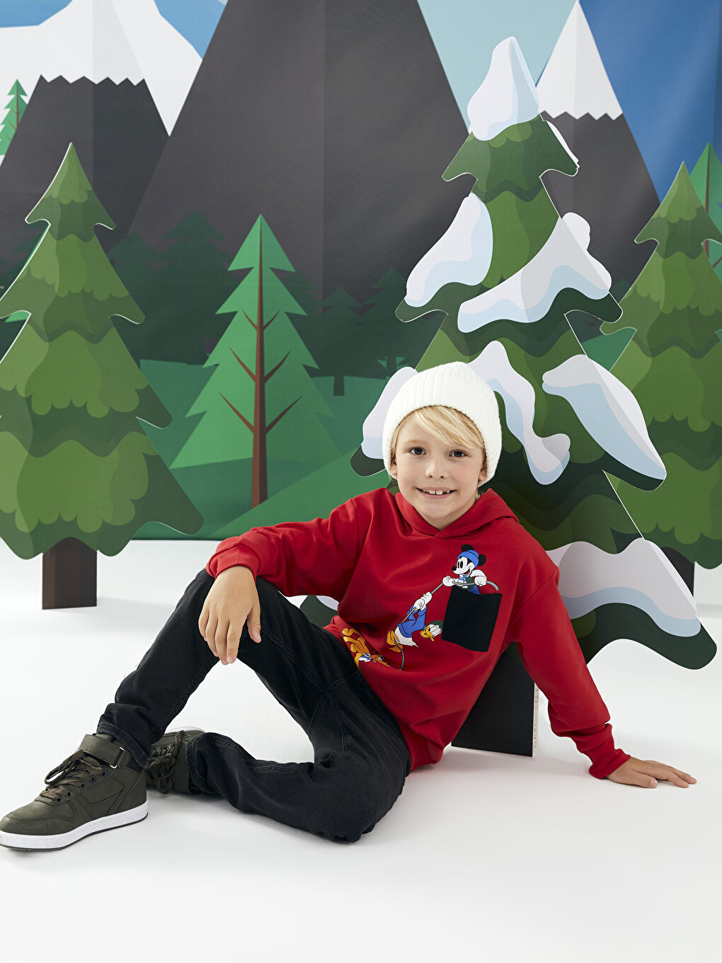 LCW Kids Hooded Mickey Mouse Printed Long Sleeve Boys' Sweatshirt -W25675Z4-HMW