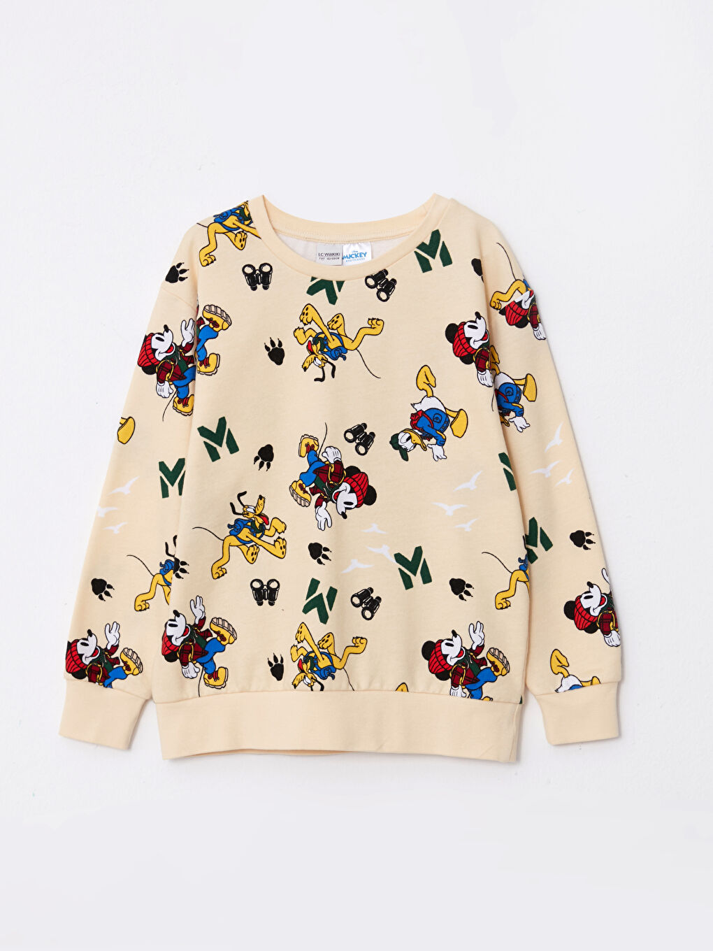 Crew Neck Mickey Mouse Printed Long Sleeve Boys' Sweatshirt