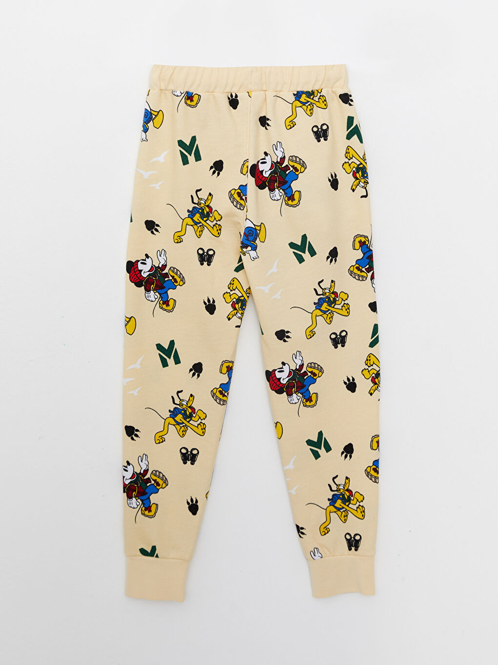 Ekru Beli Lastikli Mickey Mouse Baskılı Erkek Çocuk Jogger Eşofman Altı-1