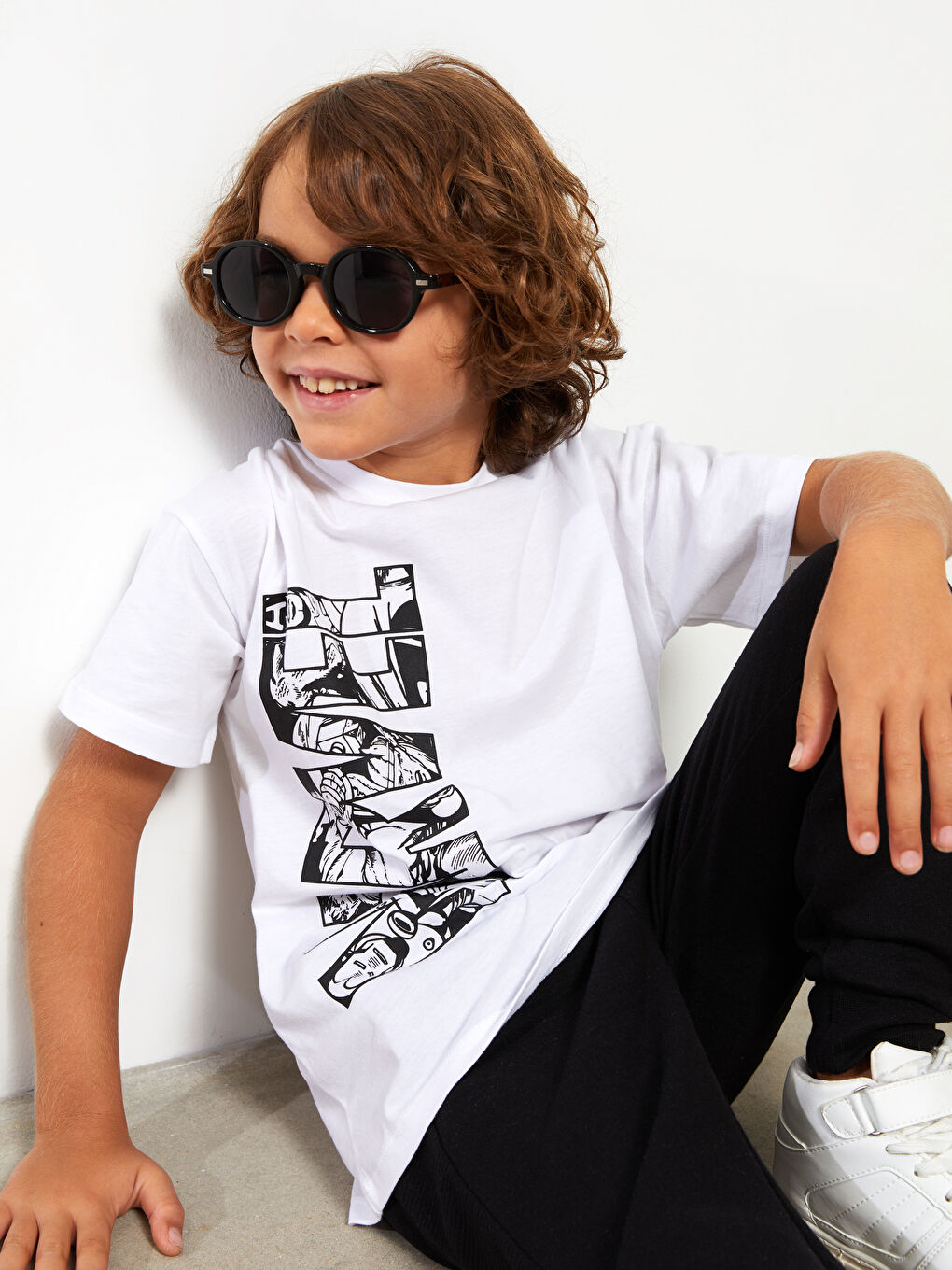 Crew Neck Marvel Printed Short Sleeve Cotton Boys' T-Shirt-2