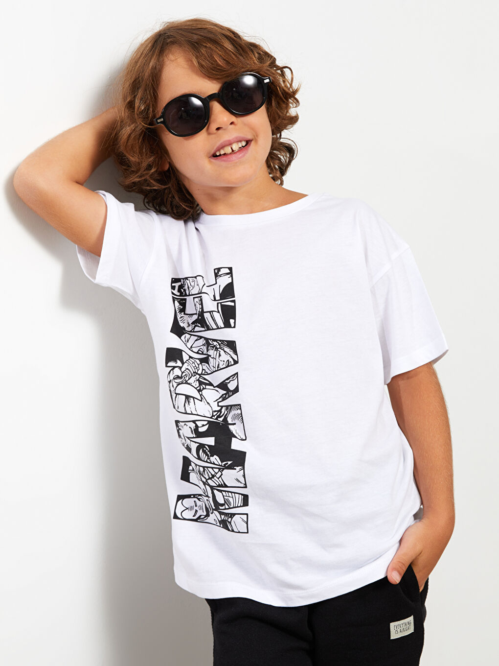 Crew Neck Marvel Printed Short Sleeve Cotton Boys' T-Shirt-4