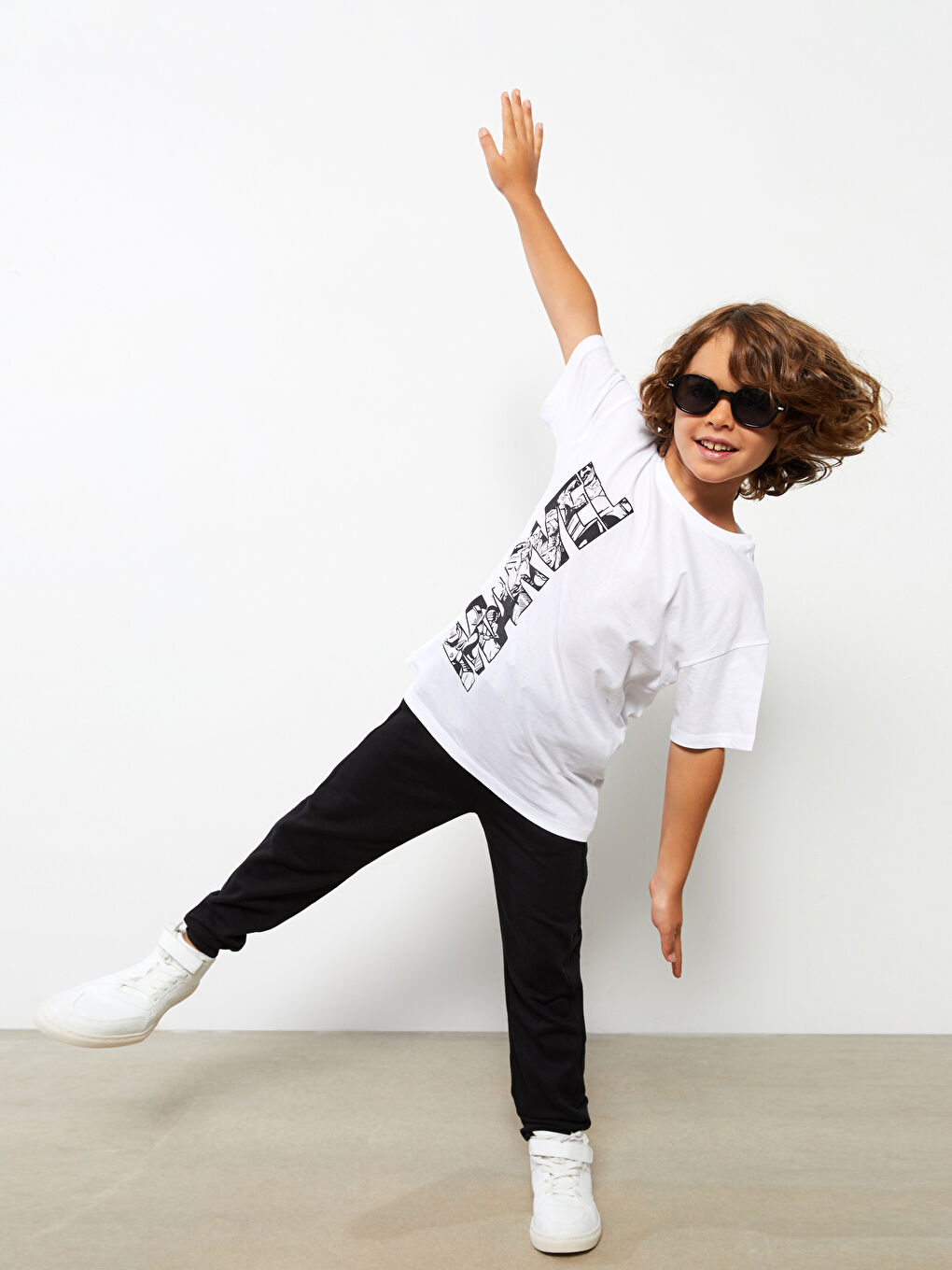 Crew Neck Marvel Printed Short Sleeve Cotton Boys' T-Shirt