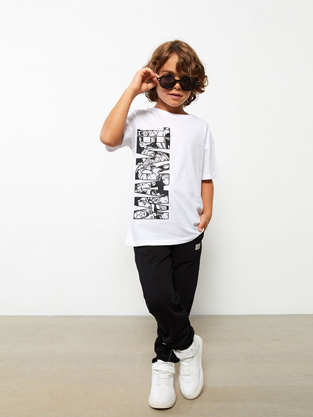 Crew Neck Marvel Printed Short Sleeve Cotton Boys' T-Shirt-1