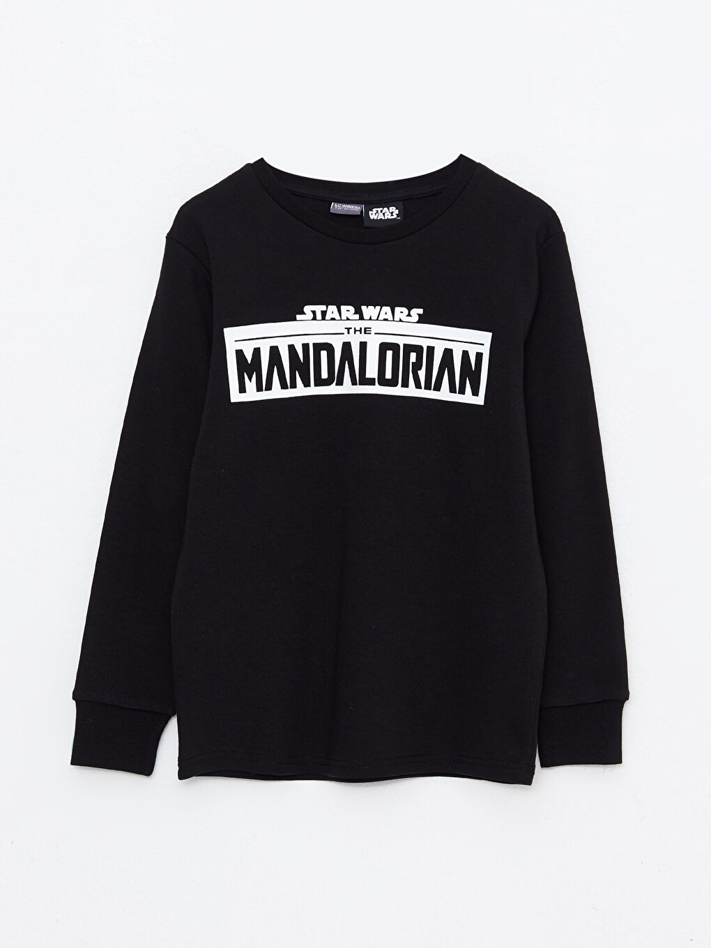 Siyah Bisiklet Yaka Star Wars Baskılı Uzun Kollu Erkek Çocuk Tişört