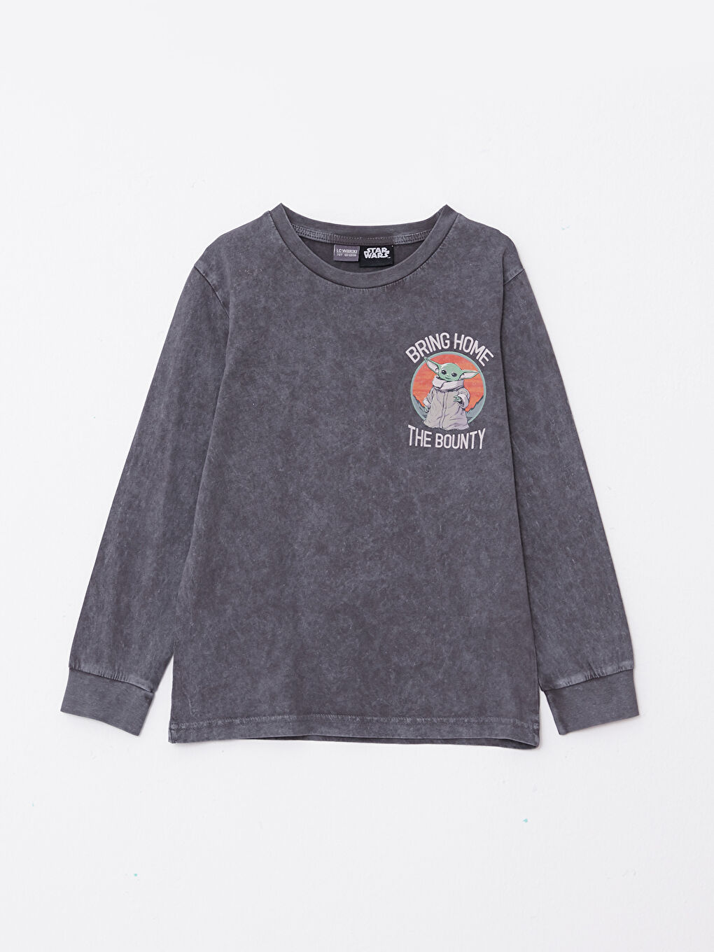 Antrasit Bisiklet Yaka Star Wars Baskılı Uzun Kollu Erkek Çocuk Tişört-3