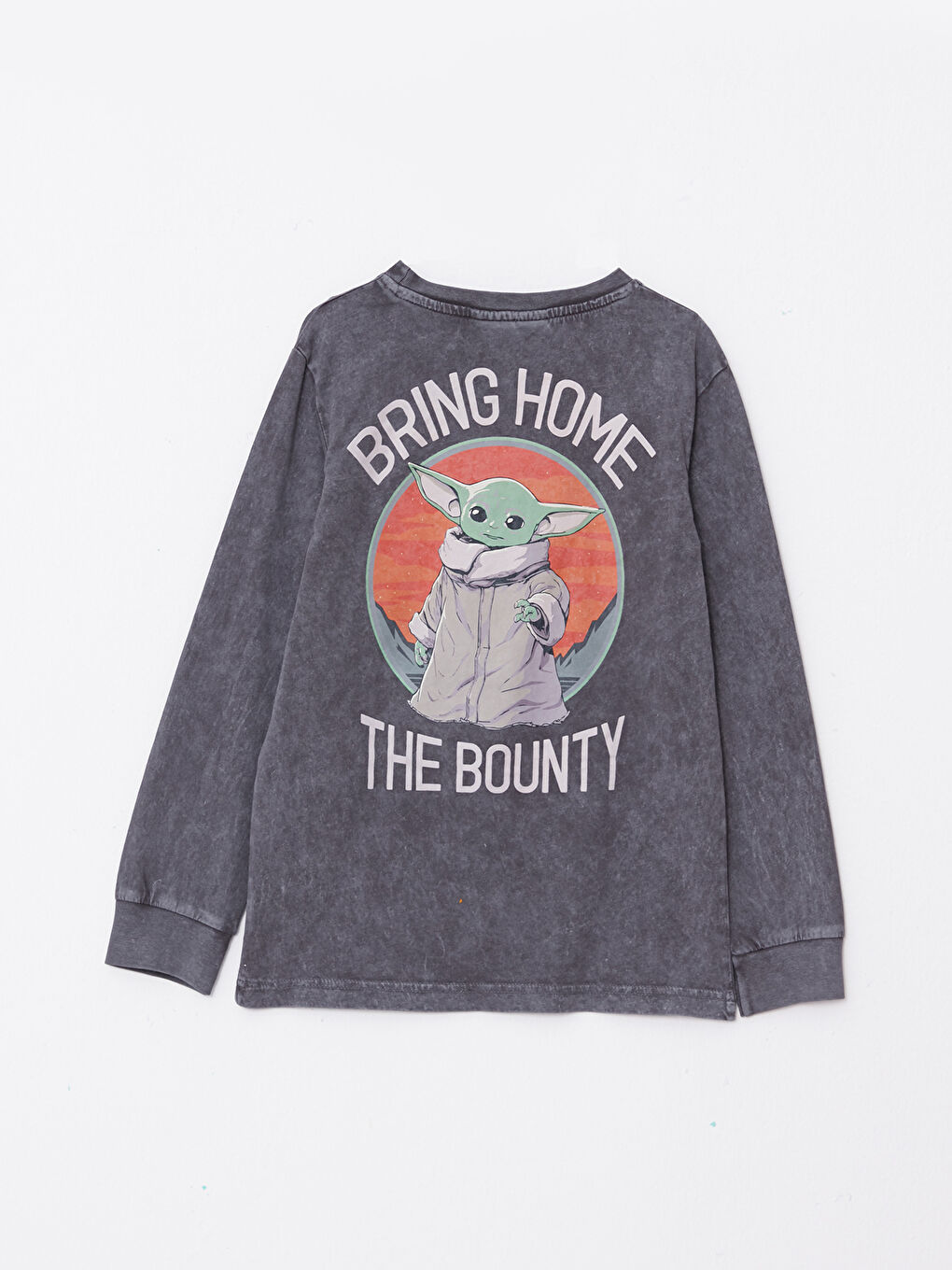 Antrasit Bisiklet Yaka Star Wars Baskılı Uzun Kollu Erkek Çocuk Tişört-4