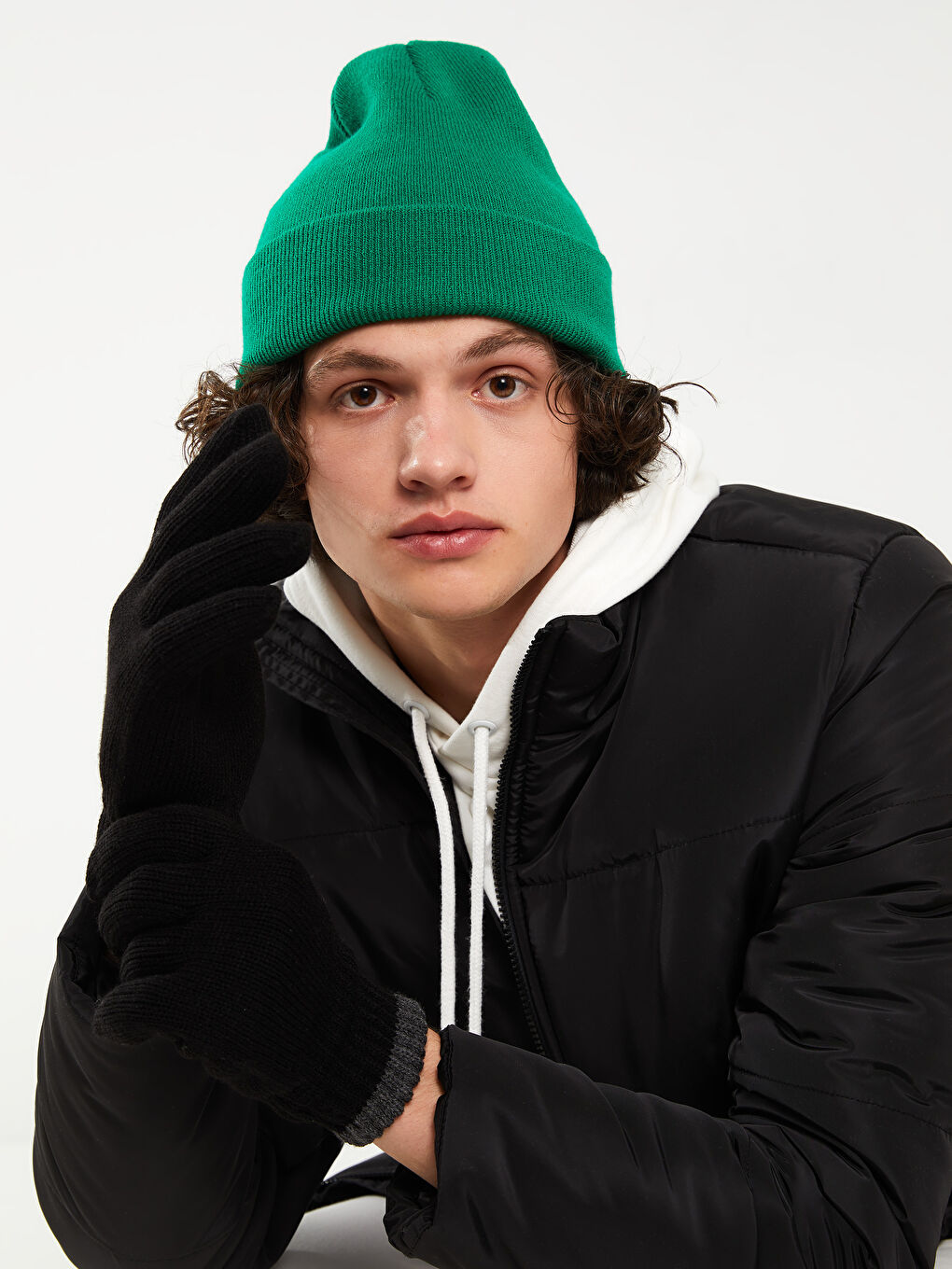 Siyah Renk Bloklu Erkek Eldiven