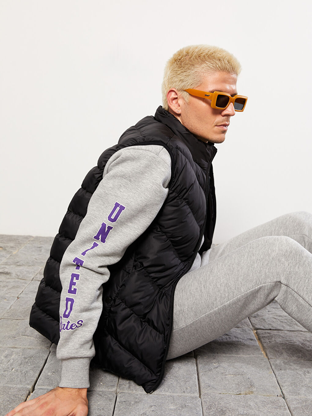 Siyah Standart Kalıp Dik Yaka Erkek Şişme Yelek-3