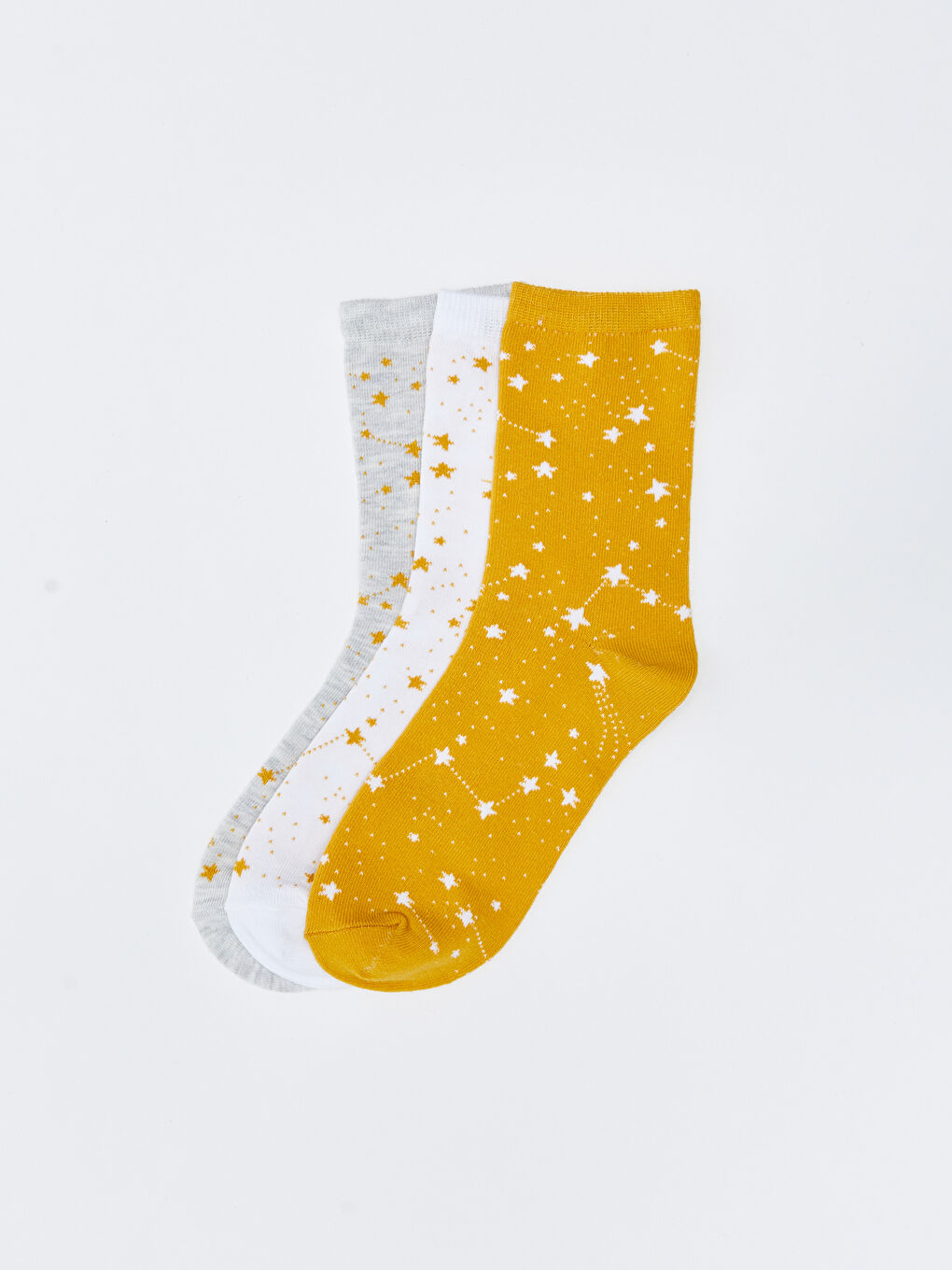 Sarı Desenli Kadın Soket Çorap 3'lü
