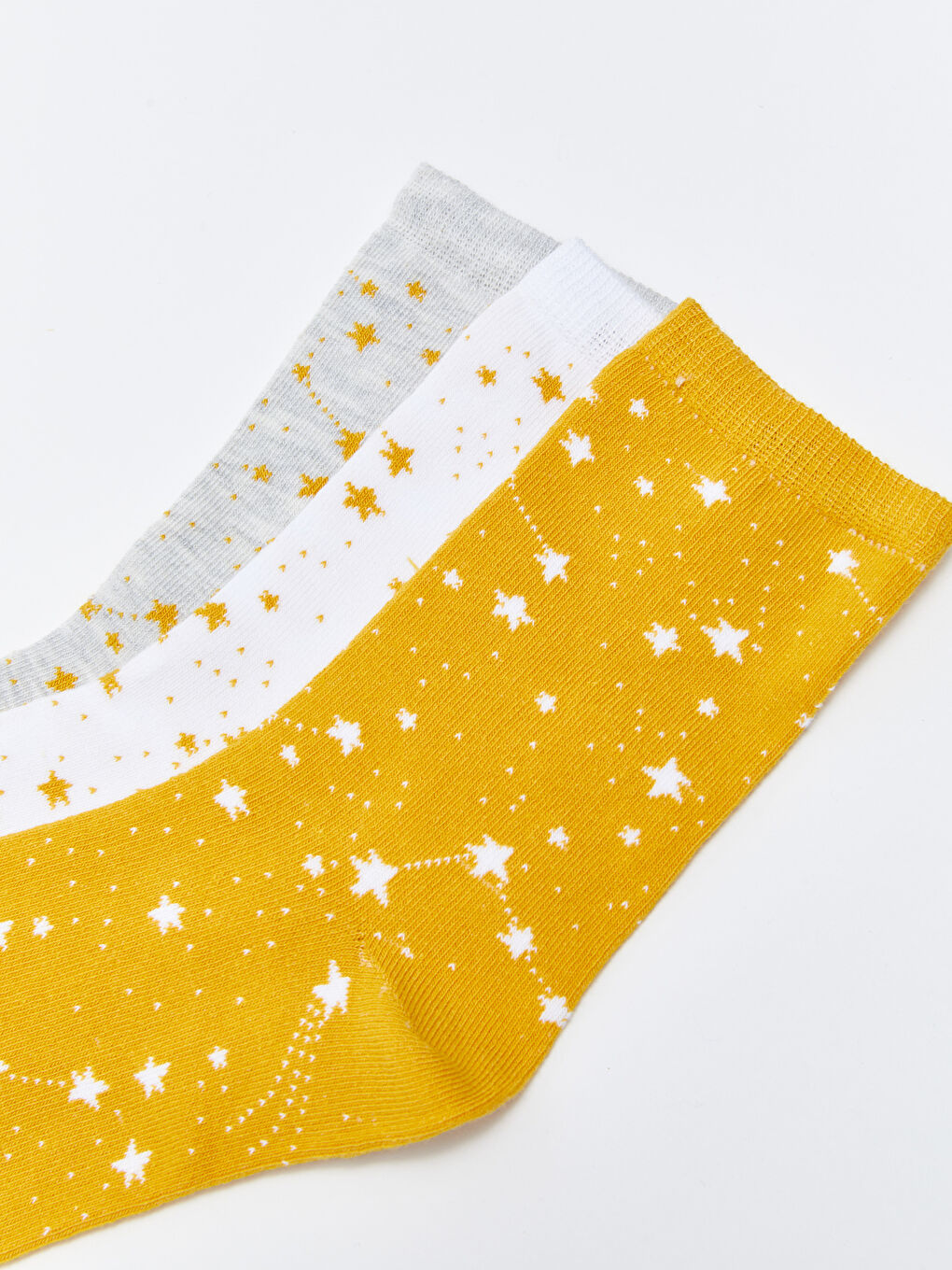 Sarı Desenli Kadın Soket Çorap 3'lü-1