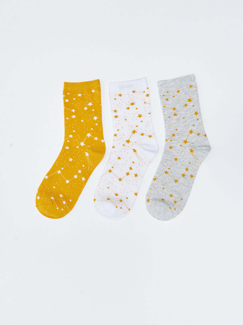 Sarı Desenli Kadın Soket Çorap 3'lü-2