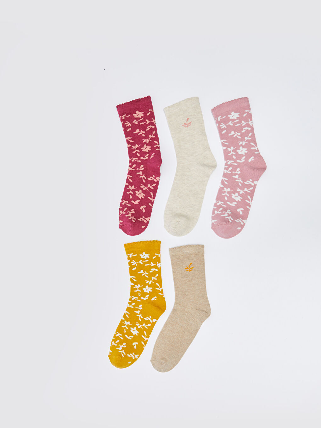 Bordo Desenli Kadın Soket Çorap 5'li-1