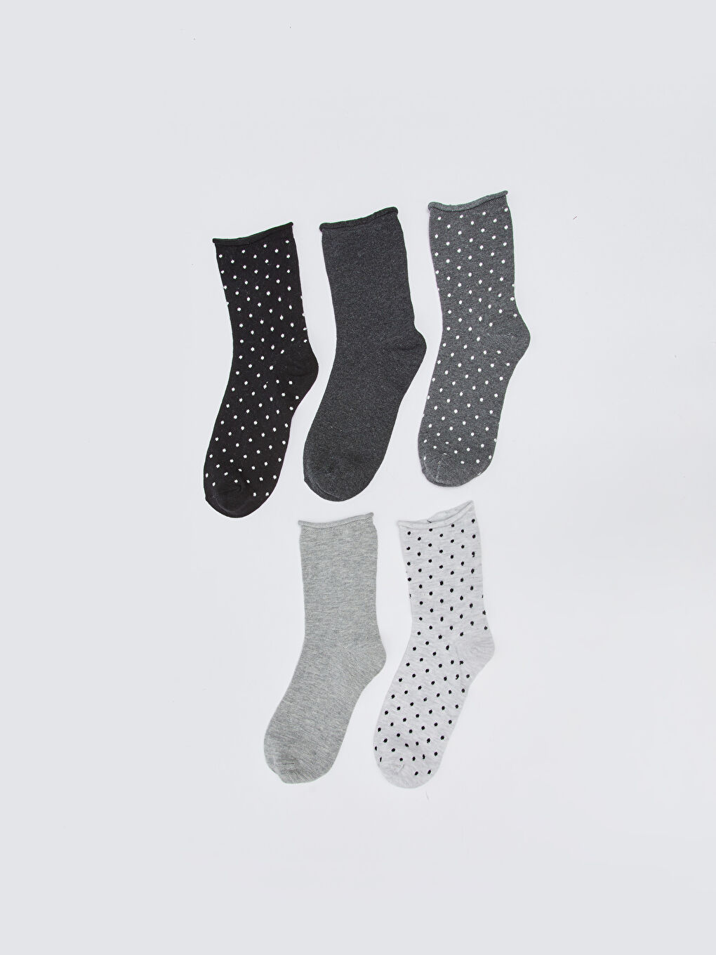 Gri Desenli Kadın Soket Çorap 5'li-1