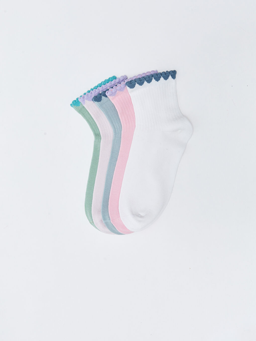 Beyaz Kadın Düz Soket Çorap 5'li