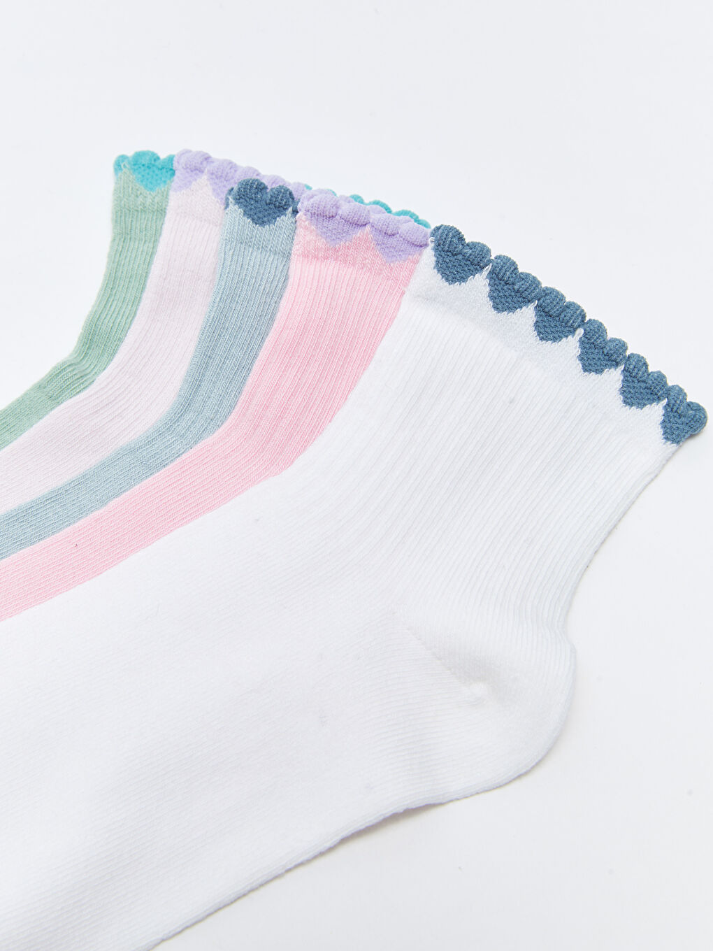 Beyaz Kadın Düz Soket Çorap 5'li-2