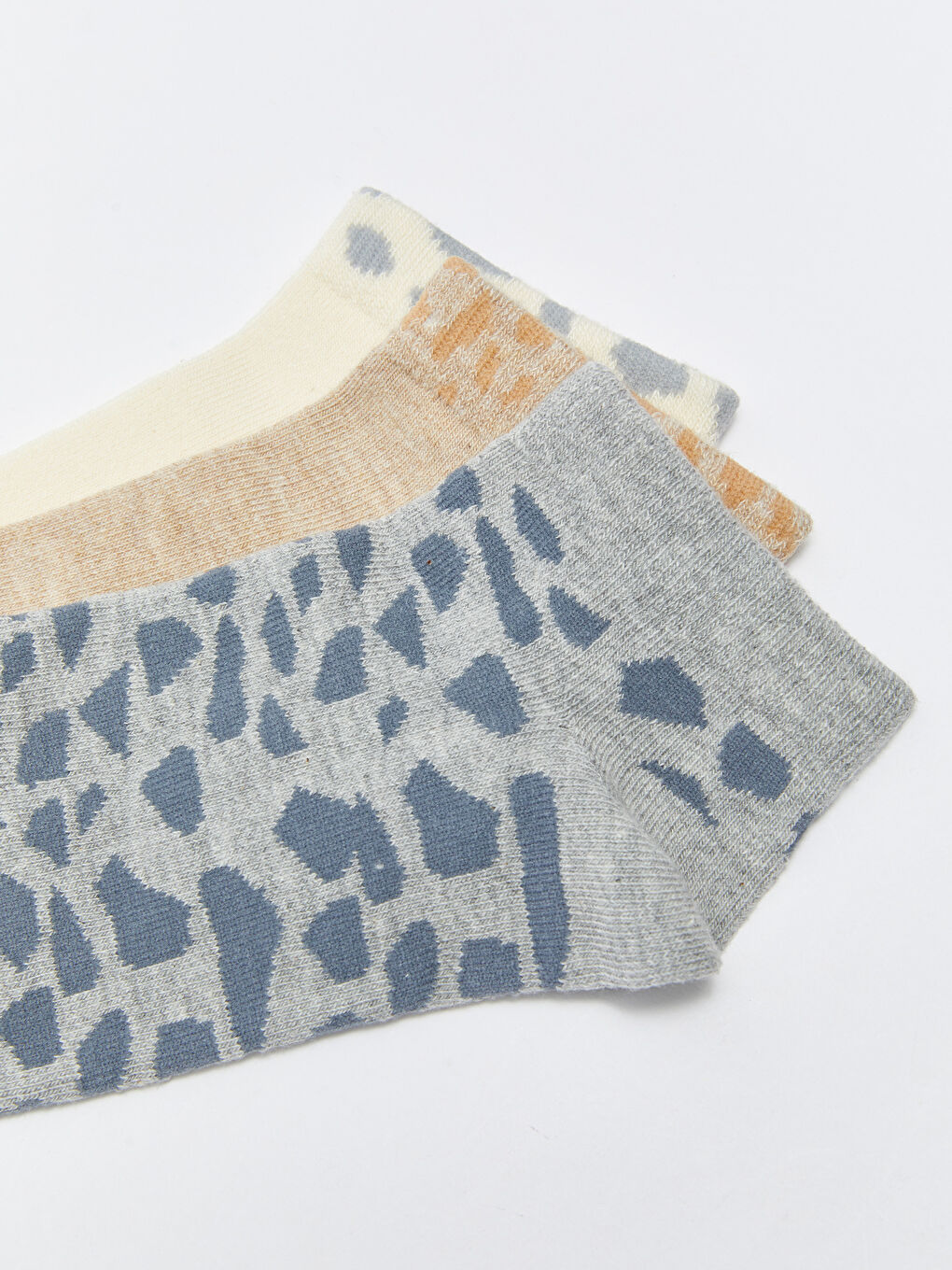 Gri Desenli Kadın Patik Çorap 3'lü-2