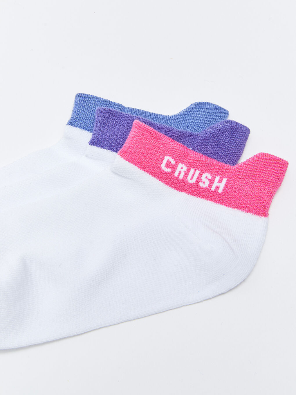 Beyaz Renk Bloklu Kadın Patik Çorap 3'lü Paket-2