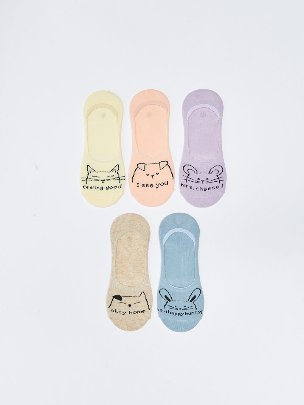 LCW DREAM Gemusterte Unsichtbare Socken für Damen 5er-Pack -W25810Z8-J5G