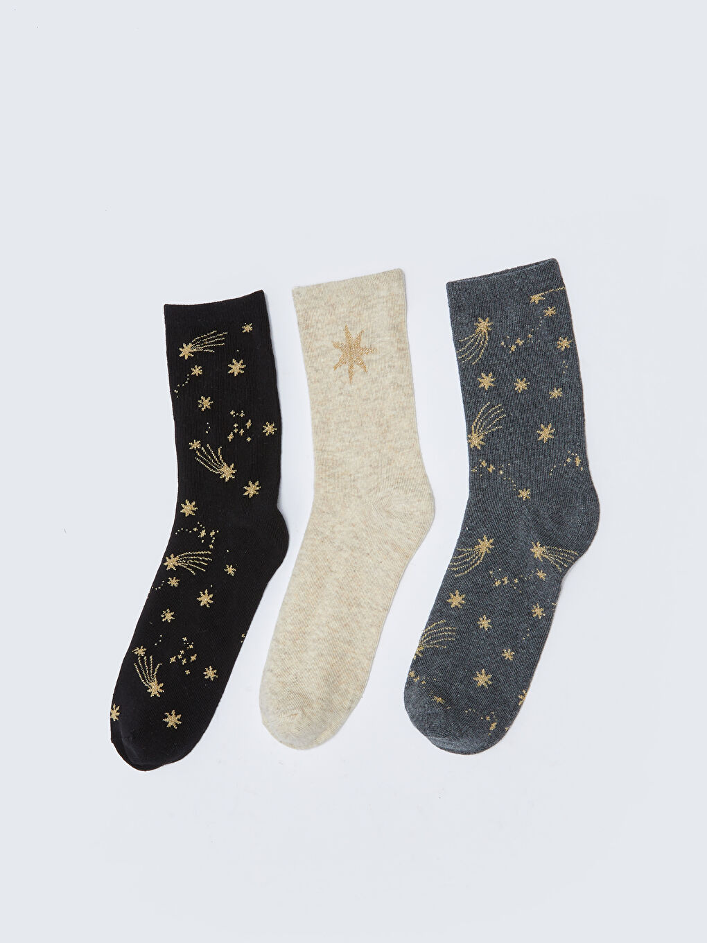 LCW DREAM Gemusterte Knöchelsocken für Damen 3er-Pack -W25818Z8-CVL