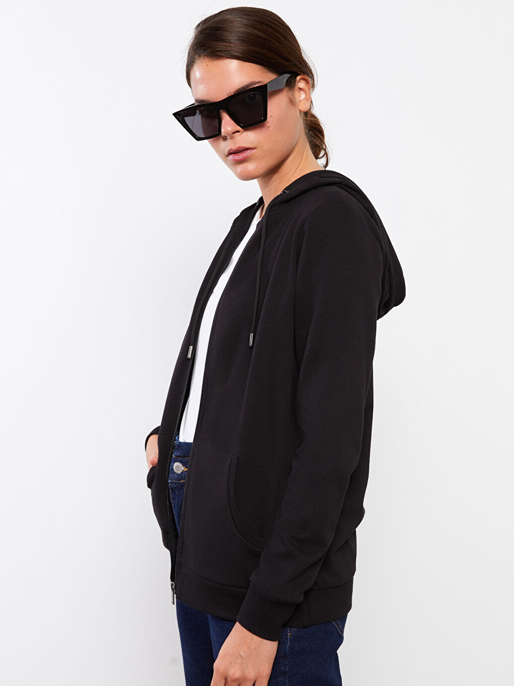 كارديجان رياضي سادة كم طويل بكابوش للسيدات