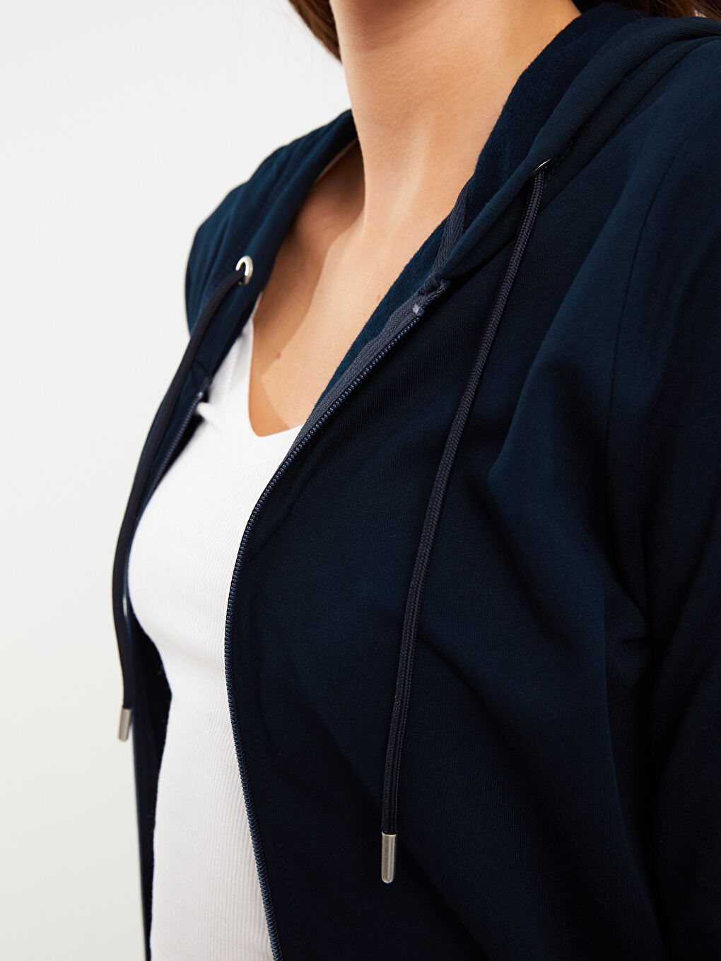 كارديجان رياضي سادة كم طويل بكابوش للسيدات-3