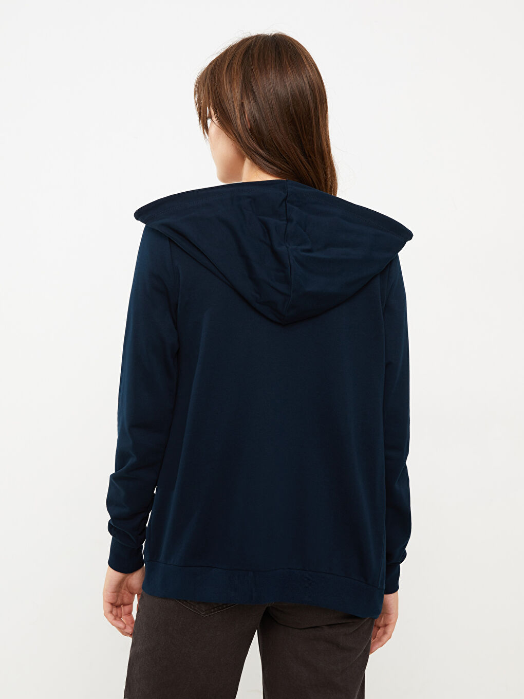 كارديجان رياضي سادة كم طويل بكابوش للسيدات-4