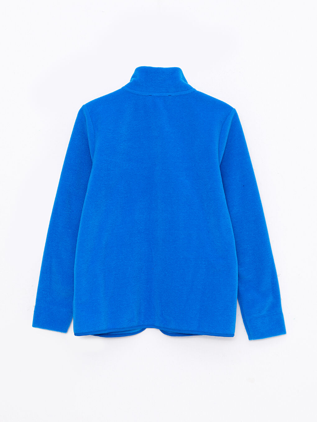 Mavi Dik Yaka Düz Uzun Kollu Polar Kadın Spor Hırka-6